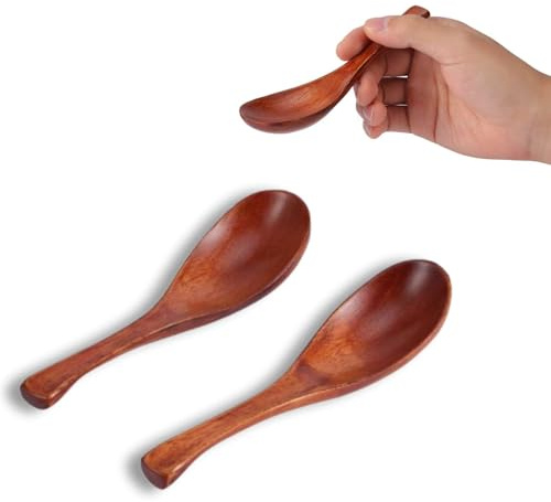 2 Piezas Cucharas De Madera Pequeñas, Cucharas De Sopa De Madera Con Mango Corto Cucharas De Sopa Chinas, Cucharas De Madera Asiáticas Suministros De Cocina Para Sopa, Café, Ensaladas, Postres, Patata