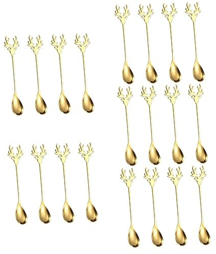 Cabilock 20 Piezas cuchara de alce de dibujos animados palitos para remover café cuchara de azúcar de café cucharillas cucharilla de café cucharas de cafe cucharas de espresso cucharaditas