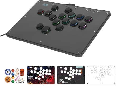 Haute42 - Controlador sin palanca U16 para juegos de arcade: panel de graffiti DIY - Llantas retro serie U16 - Interruptor de perfil bajo de cristal de 16 teclas - Controlador RGB personalizado para