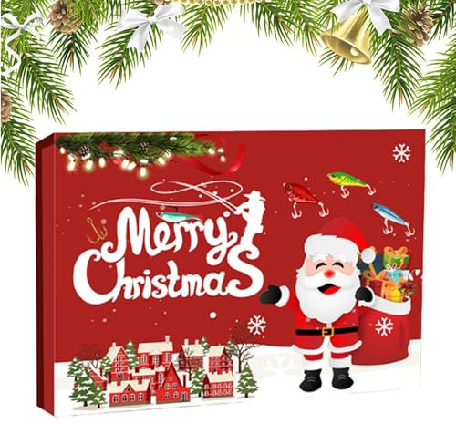 Angelköder-Adventskalender 2024, Angelzubehör-Adventskalender,Weihnachts-Countdown-Adventskalender - 2024 Weihnachts-Adventskalender-Angelköder-Set für Erwachsene, Männer, Teenager,