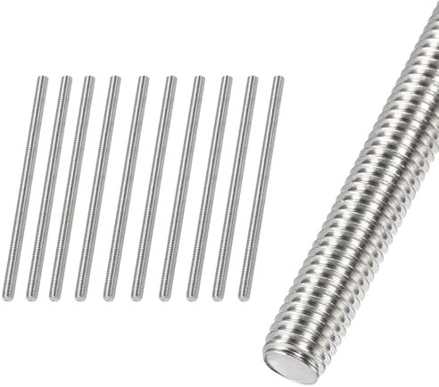 HiPicco M6 x 50mm Fully Threaded Rod & Studs, 304 Stainless Steel Right Hand Threads Rods, M6-1 Thread Pitch for Anchor Bolts, Clamps, Hangers and U-Bolts 10pcs