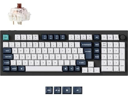 Keychron Q5 Max Kabellose individuelle mechanische Tastatur, 2,4 GHz Bluetooth QMK/VIA Vollaluminium Deutsch DE ISO 96% Layout RGB mit Hot-Swap-fähigem Gateron Braun-Schalter