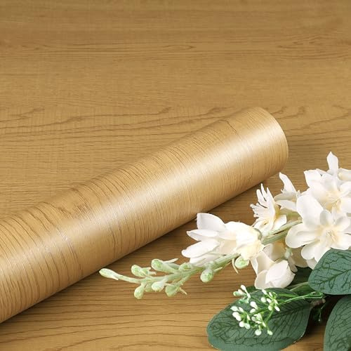 ReWallpaper Klebefolie Möbel Holzoptik Hell Folie Arbeitsplatte Holzoptik Möbelfolie Eiche Vintage Braun Selbstklebende Tapete Holz Folie für Küchenschränke Tisch Holztapete 40cm×3m