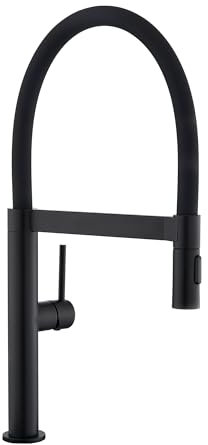 Tohlar Wasserhahn Küche Schwarz, Hochdruck Küchenarmatur mit Herausziehbarer Brause, Einhebel Küchenarmatur aus Edelstahl 360° schwenkbarer Ausziehbar Armatur