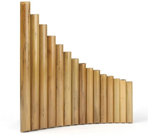 Handgefertigte Panflöte Holzbläser Originalfarbe G-Taste Volksmusikinstrumente 15 Pfeifen(L)