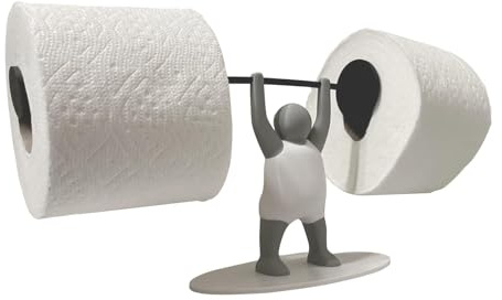 Weightlifter Toilet Roll Holder, Printed Toilet Paper Holder, Weightlifter Holding A Barbell, Stand Weightlifter Holding Toilet Paper Roll Holder For Bathroom Decor