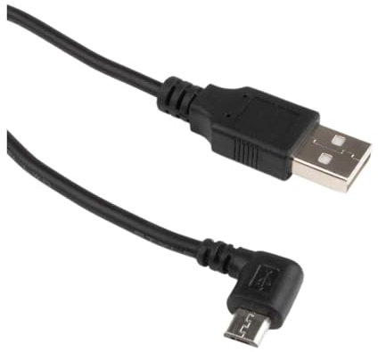 ROBAUN Spina adattatore jack a cilindro di alimentazione CC USB Converti in USB Jack ad angolo retto a forma di L bianco nero con cavo connettore(Black Angled)