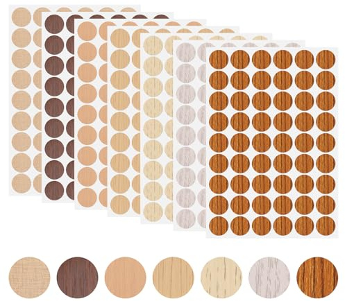 sourcing map 7 Sheets Screw Hole Covers Stickers 21mm 54 in 1 Self Adhesive Screw Covers Caps Waterproof Dustproof Sticker PVC for Wall Cabinet Desk Screw Furniture Repairing, 7 Colors