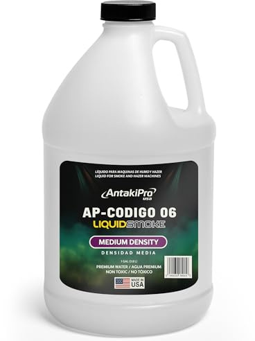 ANTAKIPRO AP-CODIGO6 - Líquido de humo líquido de densidad media, no tóxico, inodoro, a base de agua, para todas las máquinas de niebla estándar, 1 galón