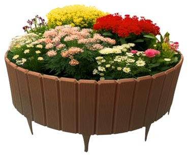 bepco Palisade – Beeteinfassung 5er Set (LxH: 500 x 17cm, Braun) – Flexible & stabile Beetbegrenzung, 100% recycelter Kunststoff, mit integrierten Erdanker, für Garten & Beete