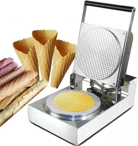 Gaufrier commercial en forme de cornet de crème glacée, chauffage double face en acier inoxydable, moule à dessert anti-adhésif pour restaurant