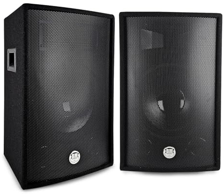 Paire d'enceintes Passives BM Bmsonic BMS12-2x600W Peak - 1200W Max. - Sono Bass Reflex Trapézoïdal à 2 Voies 12/30cm