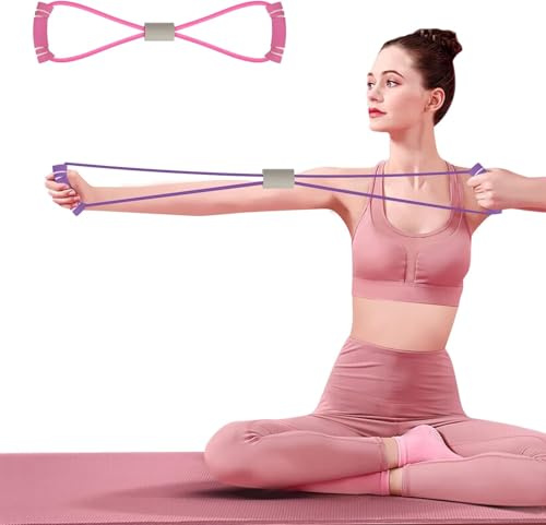 Saludea Bande de résistance avec poignées, bande de résistance 8 pour bras, extenseur de poitrine, yoga, gym, fitness, corde à tirer, élastique à 8 mots pour bras et épaules