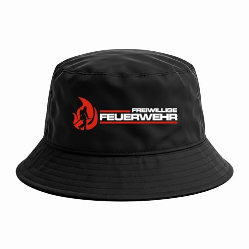 UGLYSHIRT Feuerwehr Anglerhut | Bucket Hat & Mütze FFW Feuerwehrmann Unisex – Fischerhut mit Feuerwehr Motiv – Outdoor Hut für Einsatz, Festival, Freizeit & Camping | M1