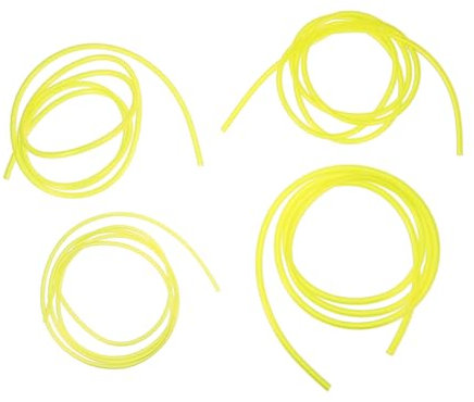 Toyvian 4pcs Yellow Petrol Gas Line Hose for Lawn Mower and String Trimmer, 1.5m Sturdy Oil-Resistant Fuel Pipe with Multiple Diameter Options (2x3.5mm, 2.5x5mm, 3x5mm, 3x6mm) for Small