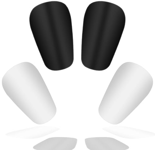 2 Pares de Espinilleras Mini Fútbol Niños, Pequeñas Espinilleras para Fútbol, Mini Espinilleras Protección para Adultos Niños Niñas Hombres (Blanco, Negro, 6 x 9,5 cm)