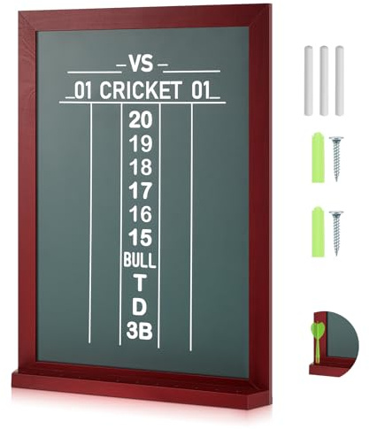 VioraWhite Dart-Anzeigetafel für Cricket und 01 Dartspiele, Dart-Halter, Wandhalterung, Holz-Dartscheiben-Zubehör (grün, traditioneller Stil)