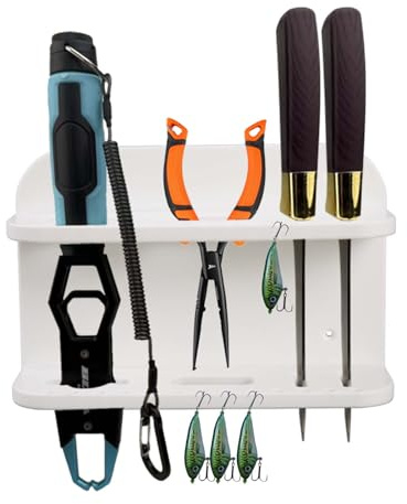 Boat Knife and Plier Holder, Polymer Marine Storage Organizer, Boat Tool Holder Fit for Fishing Tools, Lures and Baits (Open knife rest)