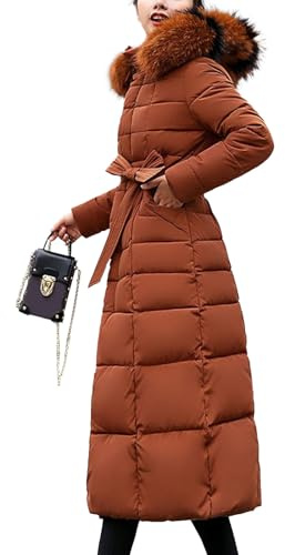 Dunjackor och parkas för kvinnor Lång vinterkappa av fuskpäls för kvinnor Puffer Slim Fit varm jacka med avtagbar huva