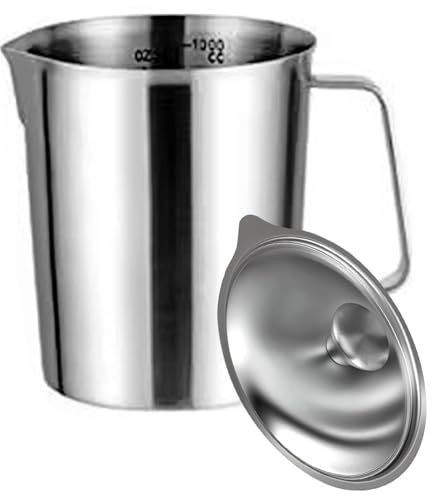 Tazze professionali per latte e caffè, 4 dimensioni, 500 ml, 1000 ml, 1500 ml, 2000 ml, coperchio di chiusura con chiusura a scatto, robusto in acciaio antiruggine, pratico bricco per latte e caffè