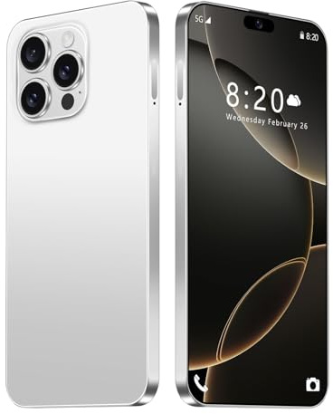 ULUCAN Celulares I16 Pro MAX para niños, Adultos y Personas Mayores, 16GB RAM, 1TB ROM, Pantalla HD de 7,3 Pulgadas, 8000 mAh, Compatible con reconocimiento Facial, Sistema operativo,White-1TB