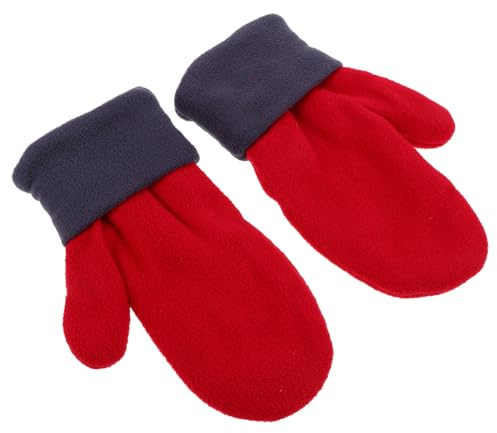 Garneck Winter Fleece Handschuhe Unisex Fingerlos Winddicht Warm Radfahren Outdoor Sport Handschuhe für Damen und Herren Rote Dicke Fleece Fäustlinge für Kaltes Wetter