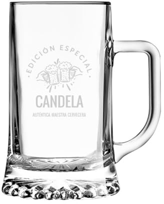 CALLE DEL REGALO Jarra de Cerveza de Cristal, Edición Especial, Diseño Clásico con Asa | JARRA 510 ml | Personalizada con nombre (Con estuche de cartón)