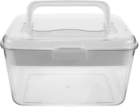 MOTHNUR Scatola Porta Medicinali con Manico Trasparente in Plastica Organizer Compatto per Farmaci Domestici Viaggio Contenitore Diviso per Pillole e Compresse Leggero e Resistente Facil