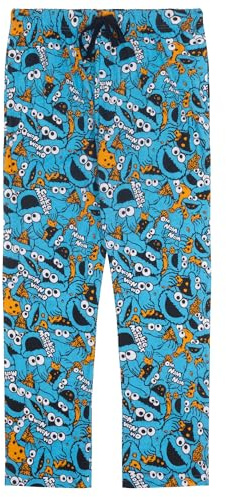 Sesame Street Cookie Monster/Pasticcino 100% Cotone Pantaloni Pigiama da Uomo, Cookie Monster, XL, Blu
