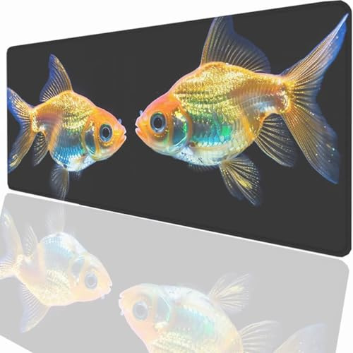Alfombrilla Ratón Gaming XXL, Gaming Mouse Pad 1500x800x3mm, Protector Escritorio Antideslizante, Alfombrilla de Ratón Pez Mousepad Grande, Tapete Raton para Jugadores de PC Oficina PjY6252 3-I