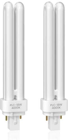 Bonlux Ampoules G24D-2 18W 2 Broches, Lampe Fluorescente Compacte Tube PLC 2U PLC 840 à Économie d'énergie, 4000K Blanc Neutre Non-dimmable pour Salle de Bain, Cuisine, Chambre, Couloirs, 2PCS
