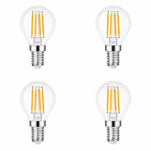 Linqzxz G45 E14 LED Glühbirne 6W 3000K Warmweiß,4er-Pack | Klar LED Vintage Lampe, 720 lm, ersetzt 60W, 220-240V, nicht dimmbar, flimmerfrei, für Tisch-, Wand- und Pendelleuchten