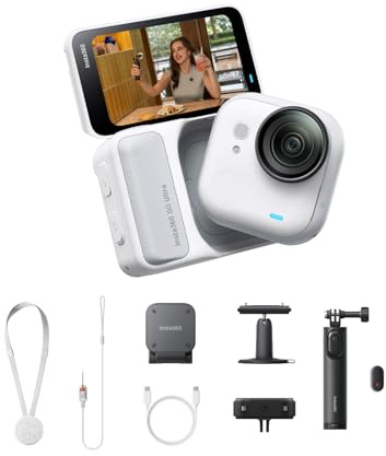 Insta360 GO Ultra Pack Smart Arktisk vit - 4K Mini actionkamera, vlogkamera, POV-kamera handsfree, sensor 1/1,28 tum, fickkamera 53 g, FOV 156°, autonomi 200 min, bärbar för sport, vlog