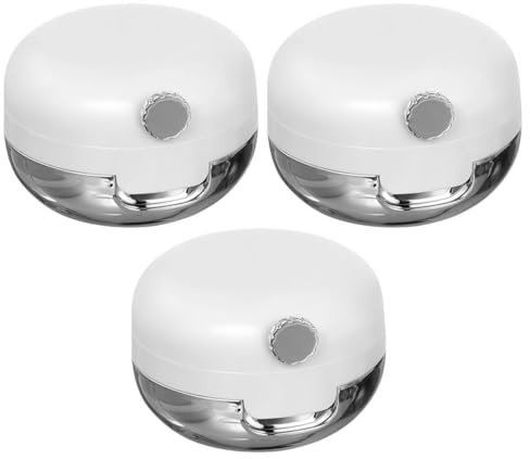 ASAKKURA Lot de 3 Petits Contenants Cosmétiques Blancs Miroir et Pinceau en Silicone, Légers en Plastique et Verre, pour Usage Voyage ou Fête