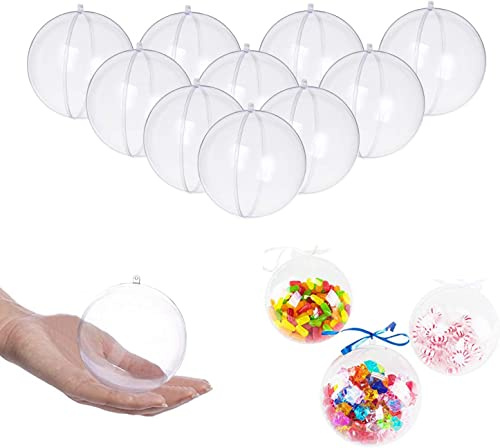 80 mm große, transparente Kunststoffkugeln, befüllbar, für Weihnachten, Bastelarbeiten, 10 Stück