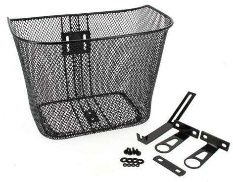 Hapo-G - Panier Avant Vélo Acier 20L Noir - Fixation Fixe - Dimensions 32 x 25 x 25 cm - Panier pour Potence de diamètre 25,4 mm ou 28,6 mm - Panier pour Courses ou Transport d'Accessoires