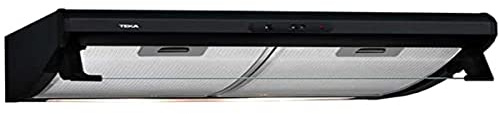 TEKA Campana Extractora Integrada 60 cm con 2 Motores, Frente Extraíble y Sustituible, 3 Velocidades, 2 Lámparas LED, 353 m3/h a 72 dBA, Compatible con Recirculación, Color Negro C 6420