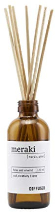 Meraki Nordic Pin Bâtonnets parfumés | Diffuseur d'ambiance 120 ml | Parfum d'ambiance avec 7 bâtonnets