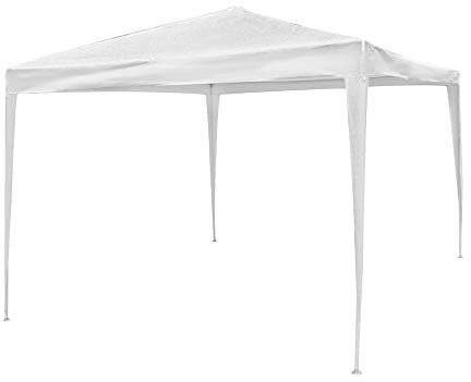 LOLAhome Carpa Cenador Gazebo Desmontable 3 x 3 m Blanco | con Tubos de Acero de Alta Resistencia, Protección UV, Rafia PE Resistente Lluvia| para Playa, Camping, Jardín, Patio, Terraza, Exteriores