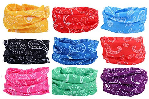 Mogokoyo 9 Stück Damen Herren Kinder Multifunktionstuch/Sturmmaske/Halstuch/Schlauchtuch (Blume)