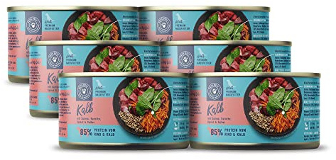 Pets Deli Classic Hunde Nassfutter Kalb, Quinoa & Karotte, hoher Fleischanteil, getreidefrei, ohne Zucker, 6x200g, Premium Qualität