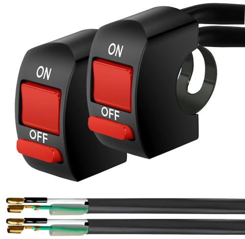 Gebildet 2pcs 22mm Interruttore Luce per Manubrio Moto con Pulsante ON/OFF per Led Fari Faretti Aggiuntivi da Manubrio