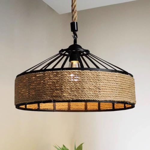 CSSYKV Retro Industriale Vecchio Stile della Corda di Canapa lampadario in Ferro battuto lampadario lampadario Illuminazione Ristorante Corda Luce mansarda Appeso E27 [Classe energetica A ++] (φ50cm)