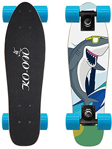 KO-ON Skateboard-Komplett-Skateboards, 55,9 cm, Mini-Cruiser-Skateboards für Anfänger, Kinder, Jungen und Mädchen (Diego Jaws)
