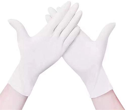 Guanti Monouso LEIKEGONG, 100 Pezzi Di Materiali Misti In Nitrile E Vinile, Guanti Per La Pulizia Di Grado Alimentare Spessi E Resistenti, Senza Polvere E Senza Lattice (bianchi)