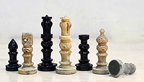 StonKraft Steinschachfiguren Schachfiguren Schachmünzen (7,6 cm König) | Schachzubehör