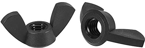 sourcing map M6 Ala Tuercas Nylon Mariposa Tuerca Mano Giro Apretar Sujetadores Negro 25 Piezas