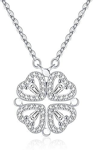 Jrêveinfini Quadrifoglio Collana Donna Bambina Argento 925, Collana Portafortuna Amuleto Argento Donna Mamma e Figlia Amicizia, Idee Regalo Natale 2023, Regalo Donna Compleanno Mamma Nonna