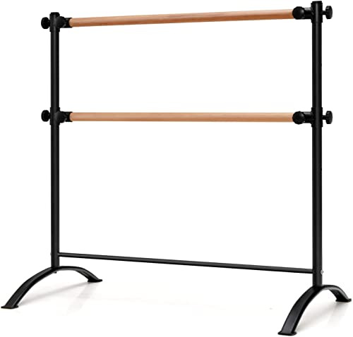 SPOTRAVEL Double Ballet Barre, 4-Level Height Adjustable Dancing Stretching Bar, Portable Freestanding Ballet Equipment for Adult & Kids