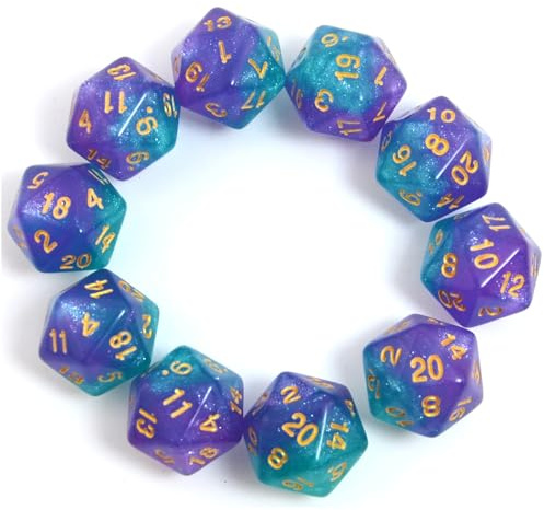 SmartDealsPro Confezione da 10 dadi poliedrici D20 a 20 facce per giochi da tavolo DND RPG MTG (colore 6)